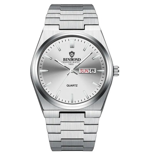 BINBOND Top Brand Luxury Men Quartz Watches Original Watch for Man Waterproof Luminous Date Week Stainless Steel Wristwatch Male